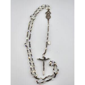 VINTAGE ROSARY CRUCIFIX NECKLACE 28" Italy